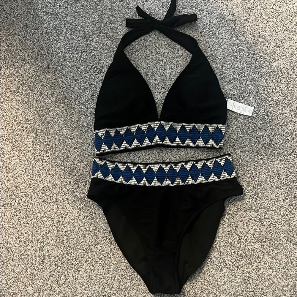 SHEIN Black and Blue Bikini Set